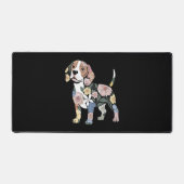 Flowery Beagle Silhuette Design Bureaumat (Voorkant)
