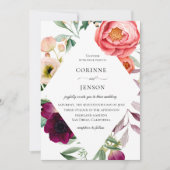 Flowery Bohemian Lijst Wedding Invitation Kaart (Voorkant)