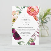 Flowery Bohemian Lijst Wedding Invitation Kaart (Staand voorkant)