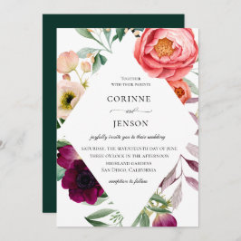 Flowery Bohemian Lijst Wedding Invitation Kaart