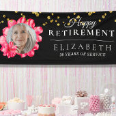 Flowery Custom Photo Retirement Party Banner