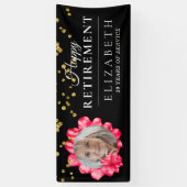 Flowery Custom Photo Retirement Party Banner (Verticaal)