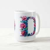 Flowery D letter koffie mok (Voorkant rechts)