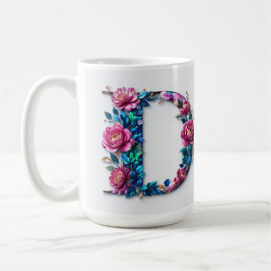 Flowery D letter koffie mok