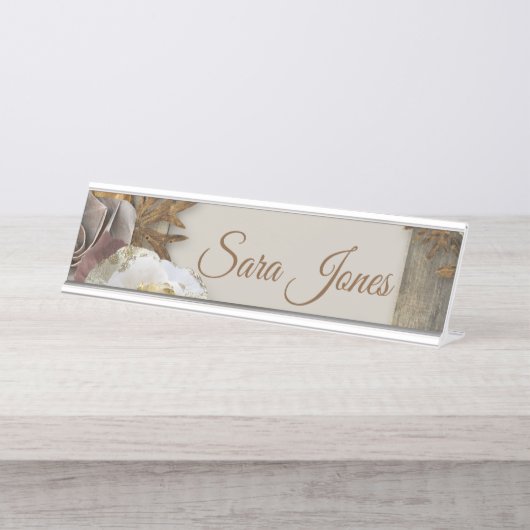 Flowery Floral Lijst Name Bord Bureau Naambordje (Voorkant)