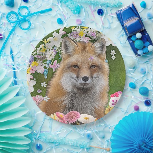 Flowery Fox Papieren Bordje (Feest)