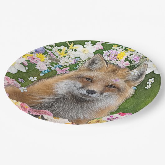 Flowery Fox Papieren Bordje (Gekanteld)
