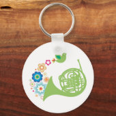 Flowery French Horn Music Gift Sleutelhanger (Voorkant)