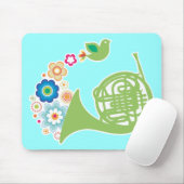 Flowery French Horn Music Mousepad Gift Muismat (Met muis)
