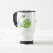 Flowery French Horn Music Travel Mug Gift Reisbeker (Voorkant links)