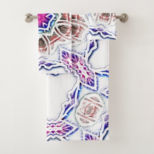 Flowery in plaster text, soft shadow on white bad handdoek (Insitu)