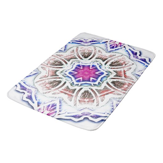 Flowery in plaster text, soft shadow on white badmat (Gekanteld)