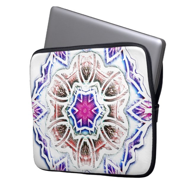 Flowery in plaster text, soft shadow on white laptop sleeve (Voorkant Links)