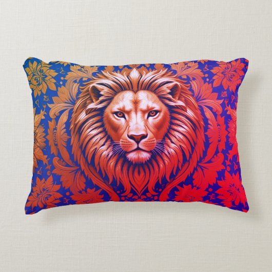 Flowery Lion 30 x 40 geborsteld polyester Accent Kussen (Voorkant)