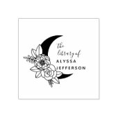 Flowery Moon Elegant Custom Name Library Book Rubberstempel (Afrduk)