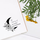 Flowery Moon Elegant Custom Name Library Book Rubberstempel