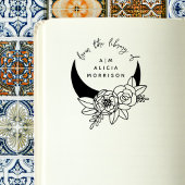  Flowery Moon Script Custom Library Book Rubberstempel