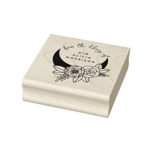  Flowery Moon Script Custom Library Book Rubberstempel (Stempel)