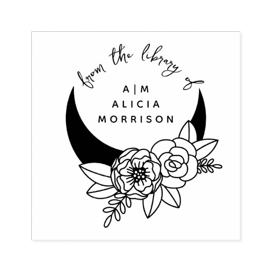  Flowery Moon Script Custom Library Book Rubberstempel (Afrduk)