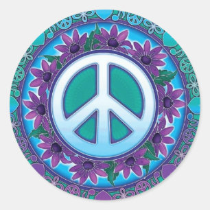 Flowery Peace Sign Ronde Sticker