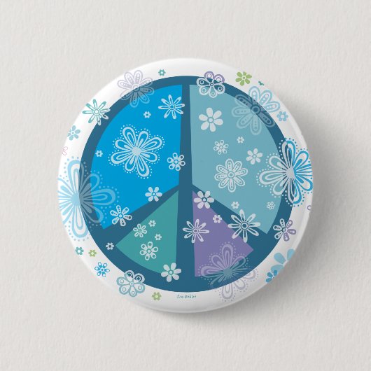 Flowery Peace-teken Ronde Button 5,7 Cm (Voorkant)