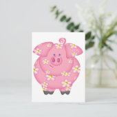 Flowery Piggie Briefkaart (Staand voorkant)