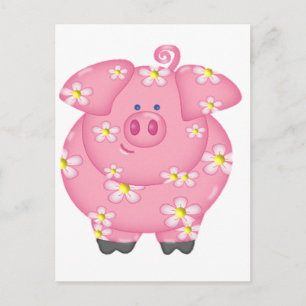 Flowery Piggie Briefkaart