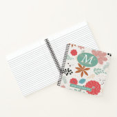 Flowery Pink Blue Brown Monogram Mam 1st Recipe Notitieboek (Binnen)