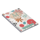 Flowery Pink Blue Brown Monogram Mam 1st Recipe Notitieboek (Rechterzijde)