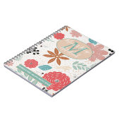 Flowery Pink Blue Brown Monogram Mam 1st Recipe Notitieboek (Linkerzijde)