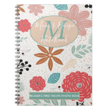 Flowery Pink Blue Brown Monogram Mam 1st Recipe