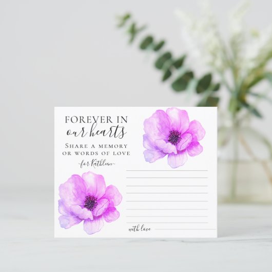 Flowery Share a Memory Funeral Attendance Kaart (Staand voorkant)