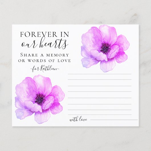 Flowery Share a Memory Funeral Attendance Kaart (Voorkant)