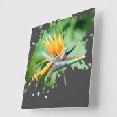 Flowery Splatter Vierkante Klok (Hoek)