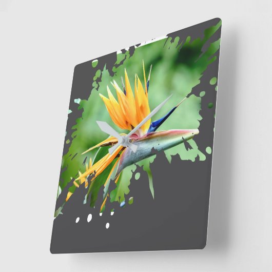 Flowery Splatter Vierkante Klok (Hoek)