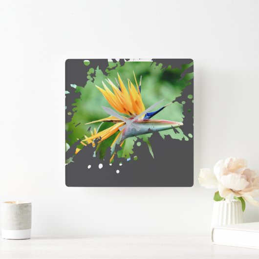 Flowery Splatter Vierkante Klok (Huis)