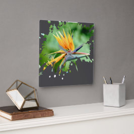 Flowery Splatter Vierkante Klok