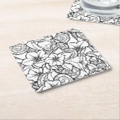 Flowery Zendoodle Kartonnen Onderzetters (Schuin)