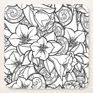 Flowery Zendoodle Kartonnen Onderzetters