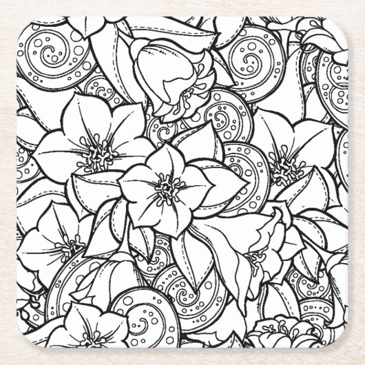 Flowery Zendoodle Kartonnen Onderzetters (Voorkant)