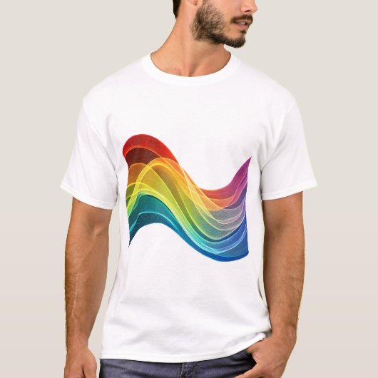 Flowing Abstract Rainbow Waves T-shirt (Voorkant)