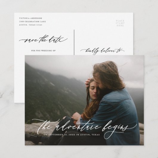 Flowing Adventure Save the Date Briefkaart (Voorkant / Achterkant)