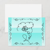 Flowing Beauty: Aqua Line Art Blank Kaart (Voorkant / Achterkant)