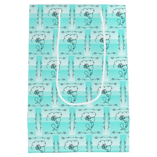 Flowing Beauty Aqua Vertical Cadeaubag Medium Cadeauzakje (Achterkant)