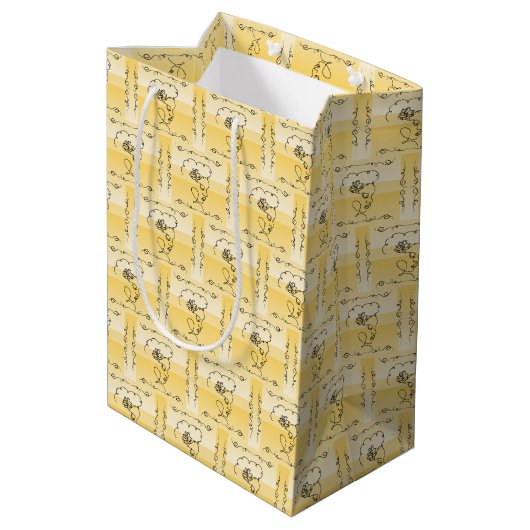 Flowing Beauty Goldenrod Verticale Gift Bag Medium Cadeauzakje (Achterkant Gekanteld)