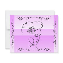 Flowing Beauty: Lavender Line Art Blank Kaart