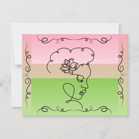 Flowing Beauty: Peony Line Art Blank Kaart (Voorkant)