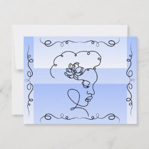 Flowing Beauty: Periwinkle Line Art Blank Kaart