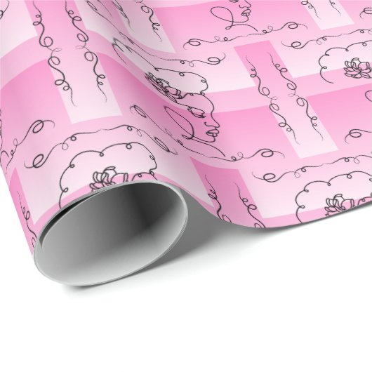 Flowing Beauty: Roos Line Art Gift Wrap Roll Cadeaupapier (Rol Hoek)