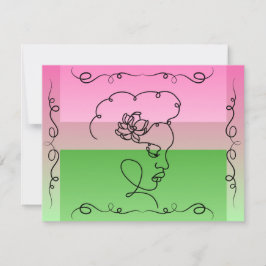 Flowing Beauty: Roselle Line Art Blank Kaart